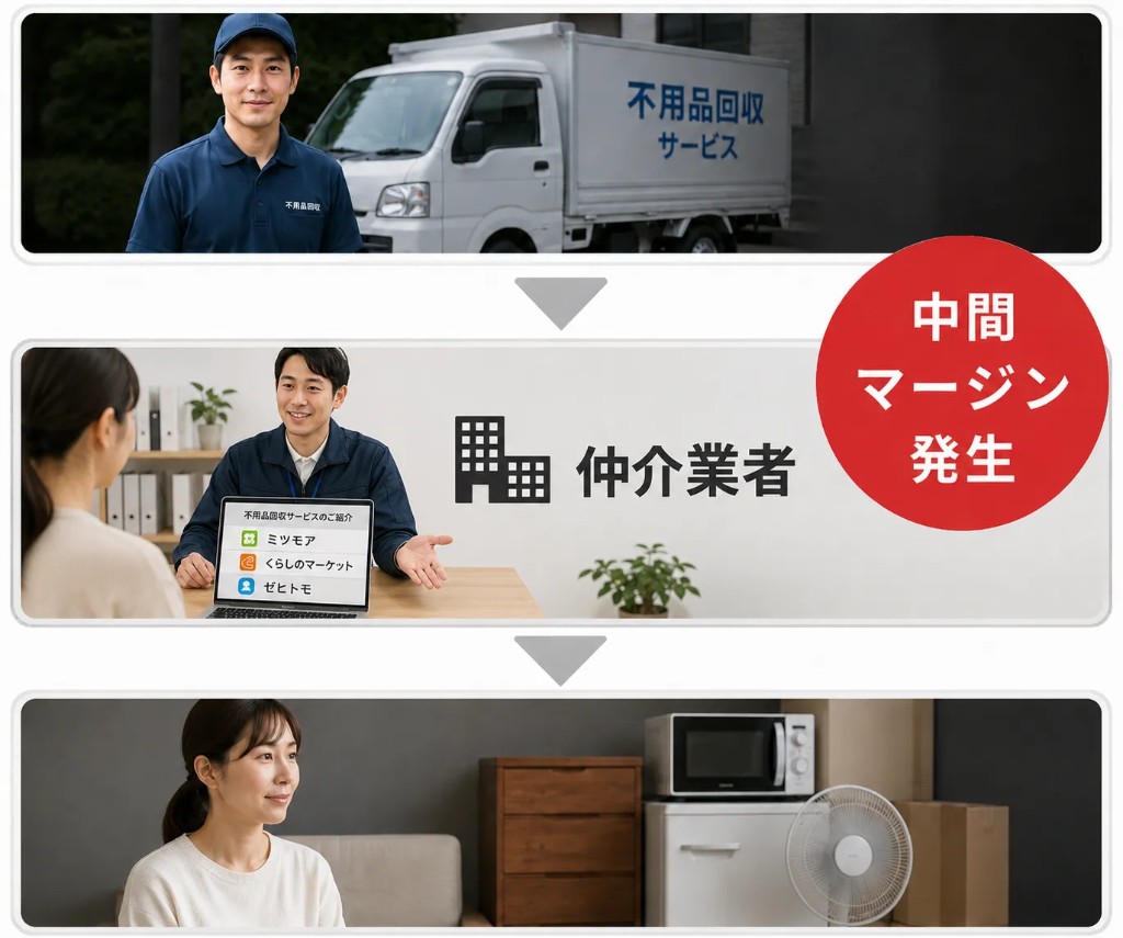 一般的な片付け業者は価値ある品もゴミ扱いし、費用が全額自己負担になる仕組み