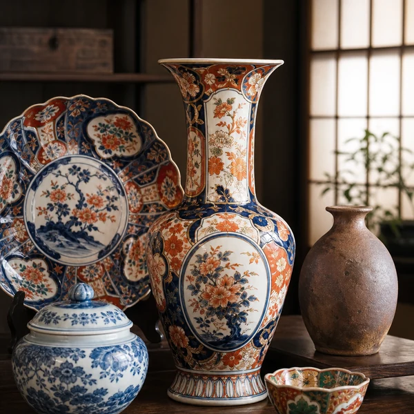 古伊万里の色絵大壺と染付の器