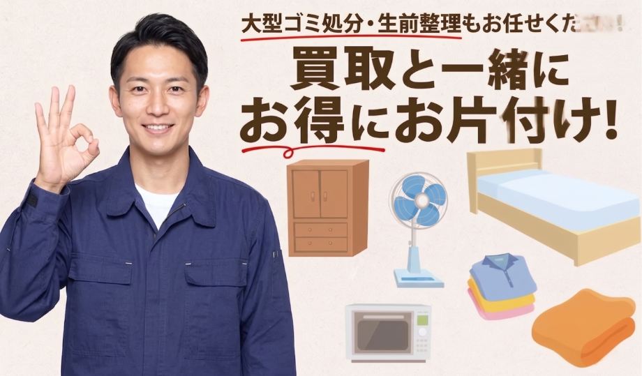 大型ゴミ処分・生前整理もお任せください。買取と一緒にお得にお片付け