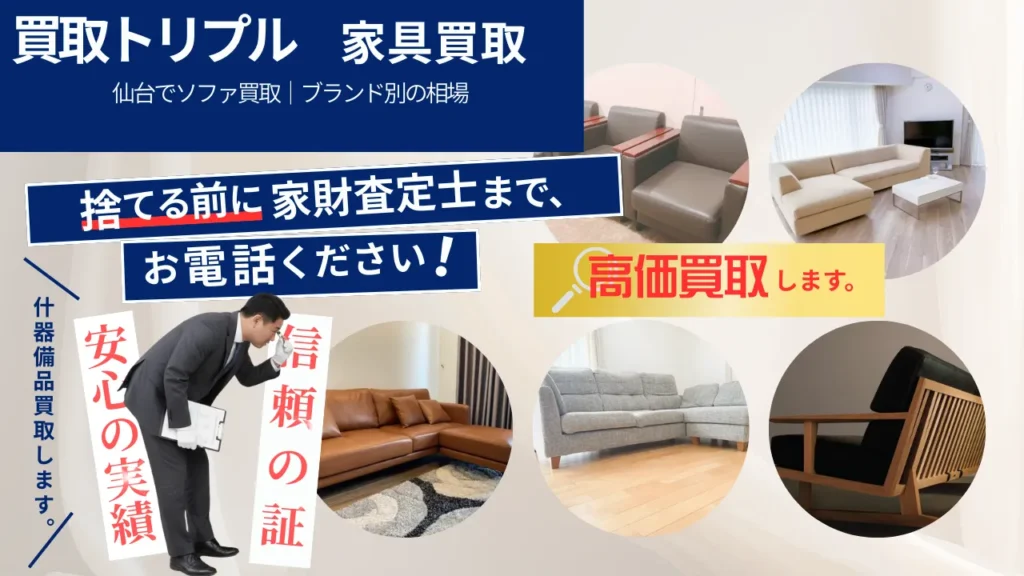 仙台でソファ買取｜ブランド別の相場