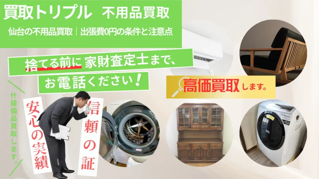 仙台の不用品買取｜出張費0円の条件と注意点