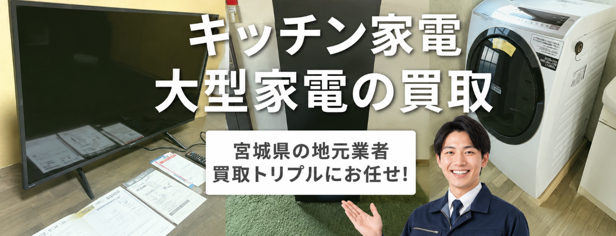<h1> <alt=”仙台の家電買取をお願いするならトリプルにお任せください!/”></h1>
