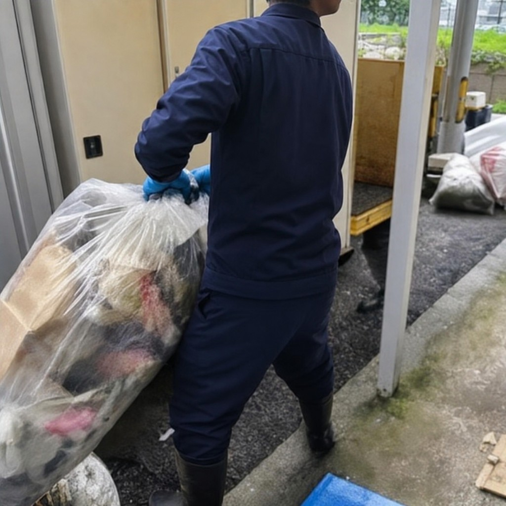 買取査定のため品物を確認するスタッフ